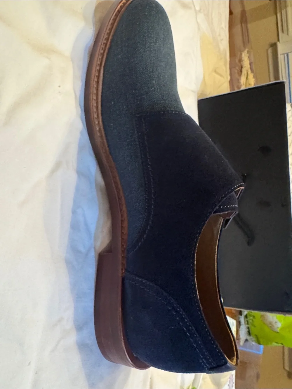 Aldo Navy Suede & Fabric Double Monk Strap Shoes